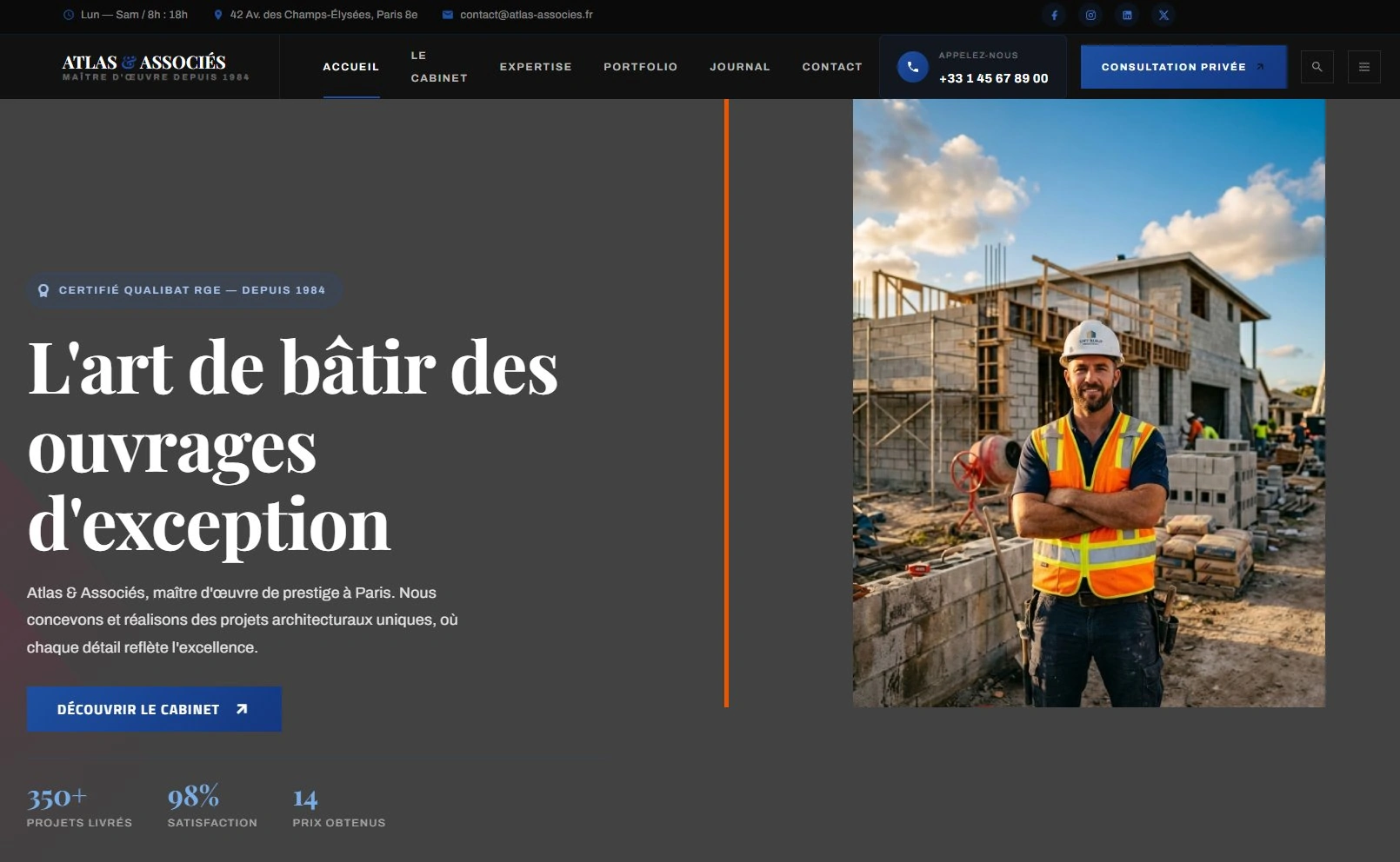 Site web pedreiro — página inicial